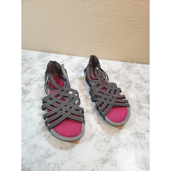 BareTraps Shoes - Baretraps Seela Women's‎ Gray Pink Elastic Strappy Back Zipper Sandal Size 10M